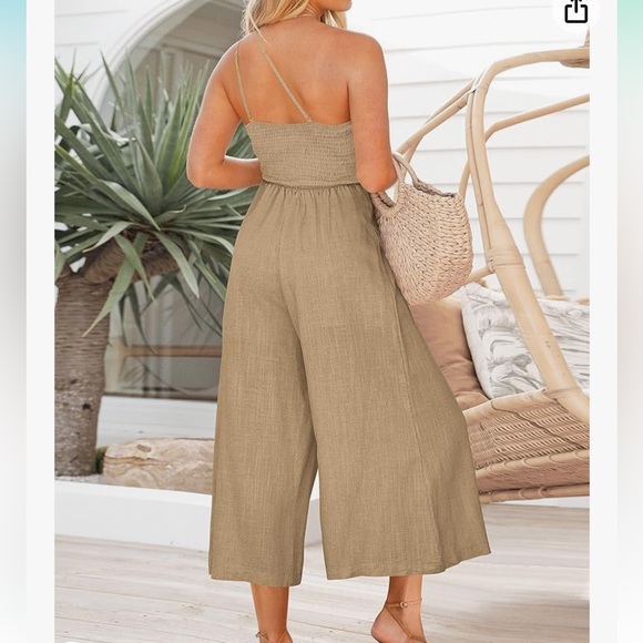 NWT Anrbess One Shoulder High Waist Casual Wide Leg Jumpsuit Romper Medium - Picture 2 of 9